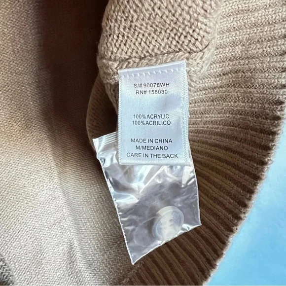 Cardigan Sweater Floral Knitted Oversized Boxsy Waist Length Khaki Brown - Picture 8 of 8